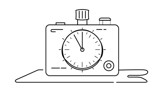 Vintage camera timer illustration white background.