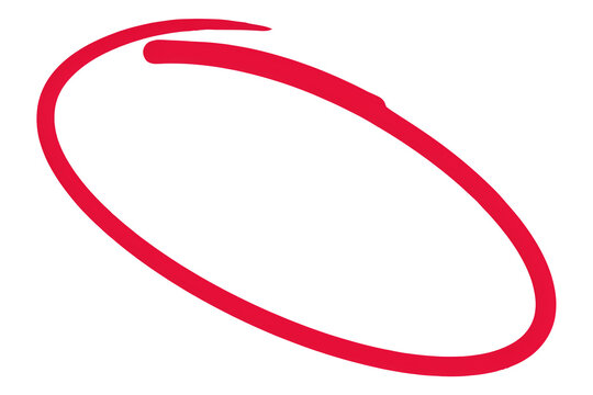 Red hand drawn circle. Isolated marker scribble for highlighting important information.
