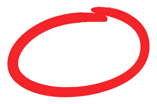 Red hand drawn circle. Isolated marker stroke for highlighting important information.