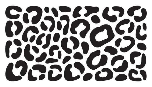 Black leopard or jaguar spots seamless pattern. Animal print texture on transparent background.