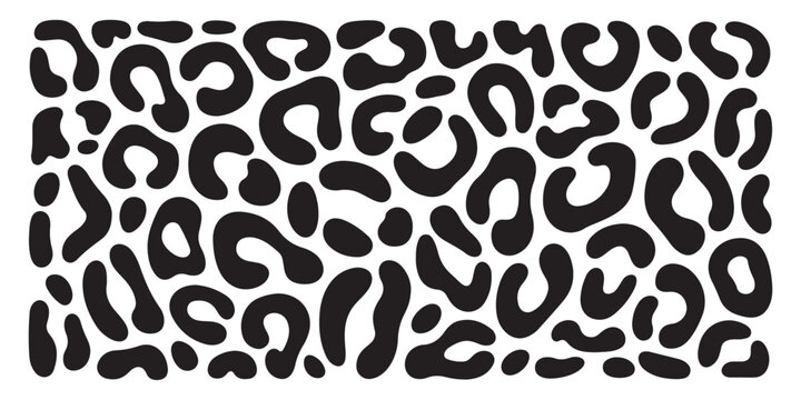 Leopard print pattern abstract shapes black on transparent background vector.