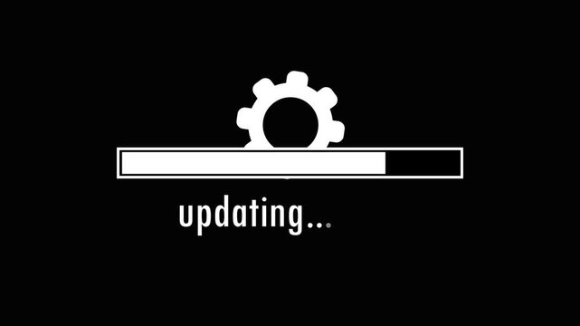Loading line animation and gear rotation. Software updating bar, loading bar, Operating system upgrading concept, software updating and processing icon animation, Simple Shape Loading Animation