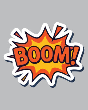 Comic Book Style Boom Explosion Illustration-Retro Cartoon Typography Design Element
