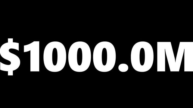 Money Counter Animation Displaying Financial Increase to One Thousand Million on Black Background