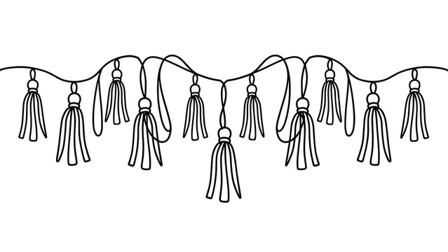 Decorative tassel garland illustration white background.