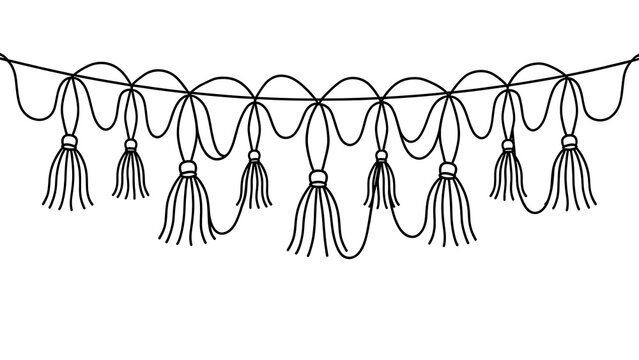 Decorative tassel garland illustration white background.