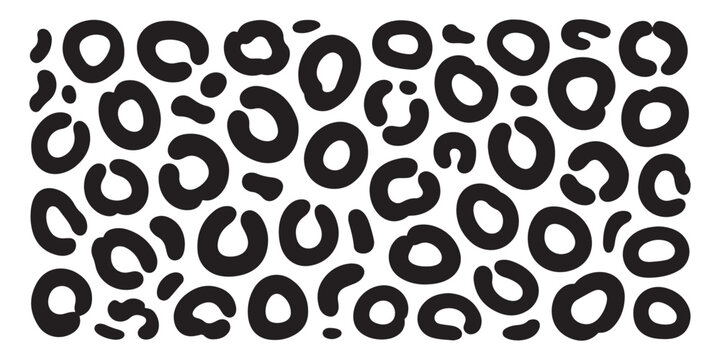 Leopard print pattern collection of black spot textures for fashion design and animal skin effects.