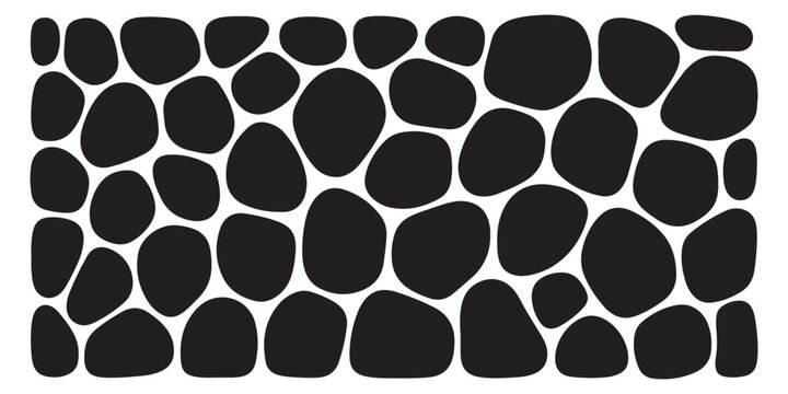 Abstract black irregular stones pattern texture vector design for natural wall and floor element.