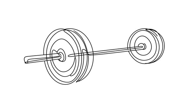 Barbell with weight plates on white background.