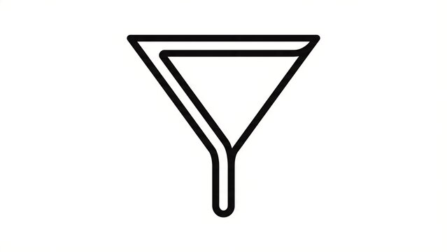Funnel icon line art white background.