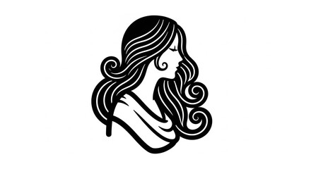 Fototapeta premium Woman with flowing wavy hair silhouette