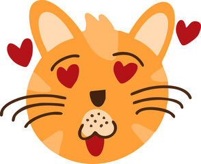 Cute orange cat face emoji with hearts