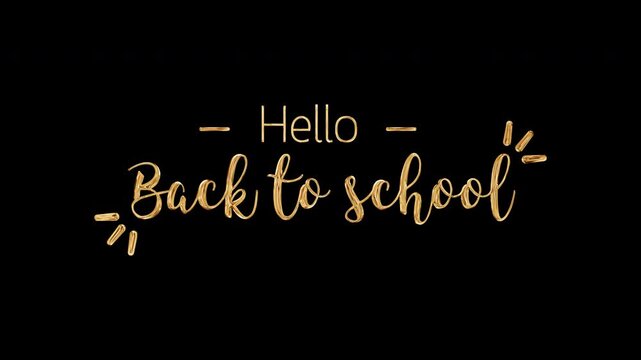 Animation word of Back to School golden shine light motion text with light effect animation isolate using QuickTime Alpha Channel