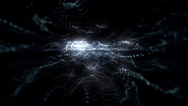 Abstract Digital Particle Wave Loop - Blue Network Background