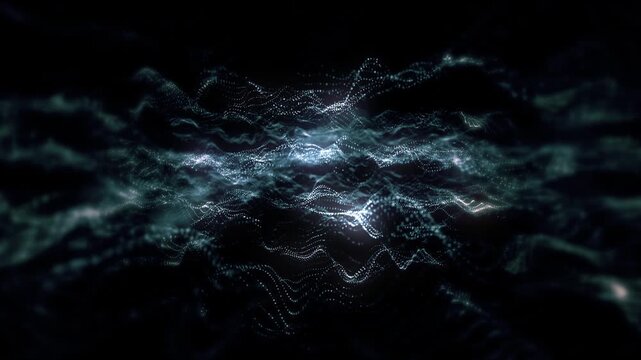 Abstract Digital Particle Wave Loop - Blue Network Background