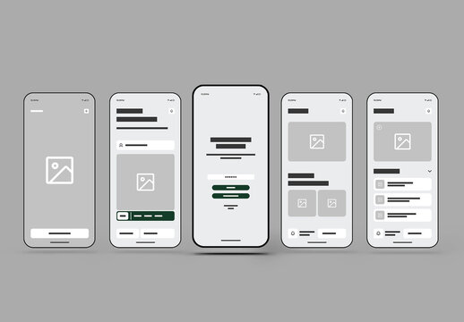 Modern Mobile App Wireframe UI Kit Template