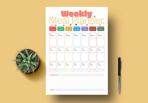 Weekly Meal Planner Template Printable Food Planner