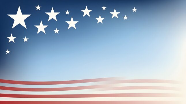 Abstract patriotic background with white stars and red and white stripes representing the united states of america flag