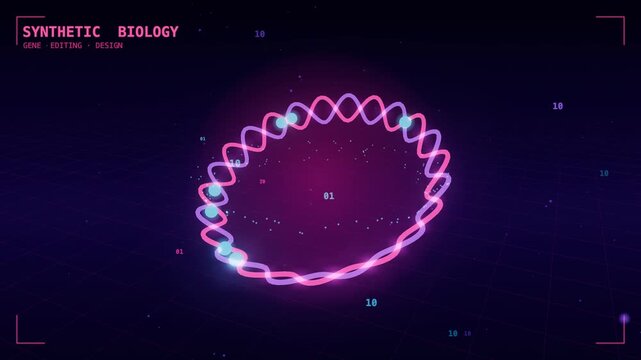 Synthetic biology plasmid ring editing, biotechnology and genetics concept 3D animation, seamless loop.