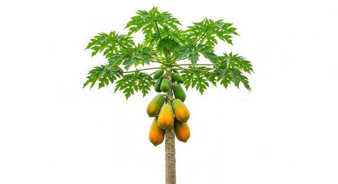 papaya tree with ripe fruit, tropical plant