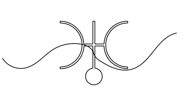 Continuous one line animating a Uranus symbol minimalist single art cosmic astronomy icon astrology documentaries and space branding science educational clips motion graphic moving on white background