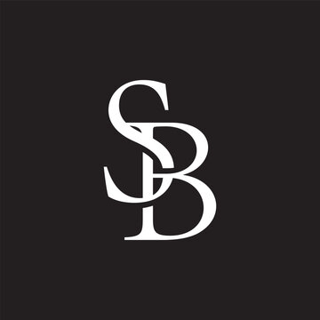 letter sb linked overlap 3d flat logo vector