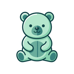 Fototapeta premium Cute green teddy bear illustration icon.