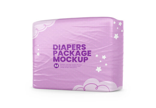 Diapers Package Half side view Mockup Template for Creative Brand Design