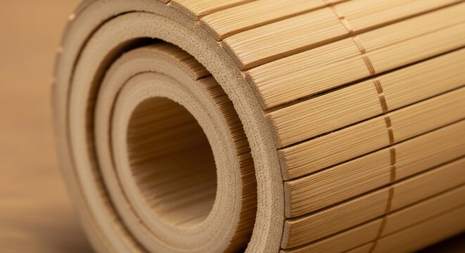 Rolled bamboo mat close up