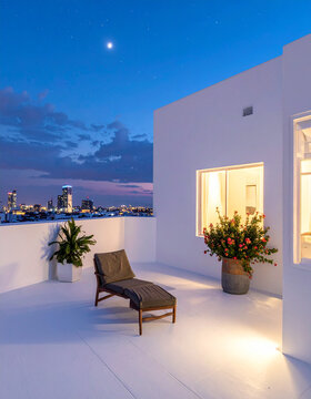 Rooftop terrace relaxation nighttime