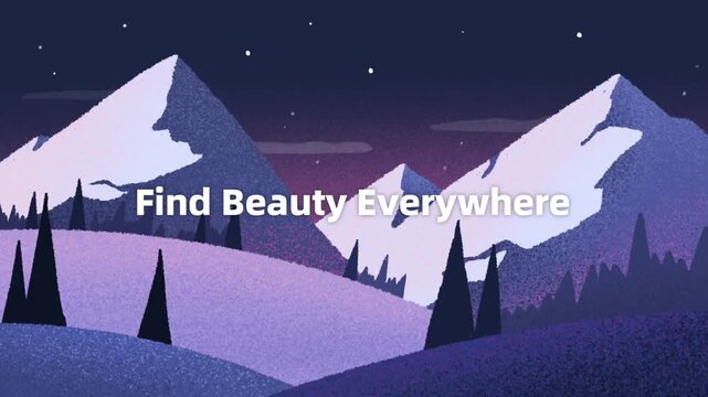 Animated night landscape with video displays animated mountain landscape
