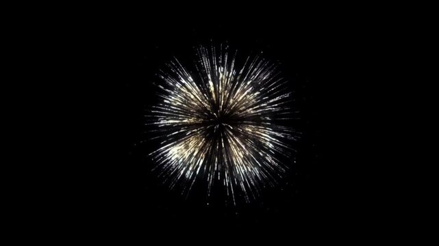 white firework bursting into glowing light rays against a dark background for celebration videos