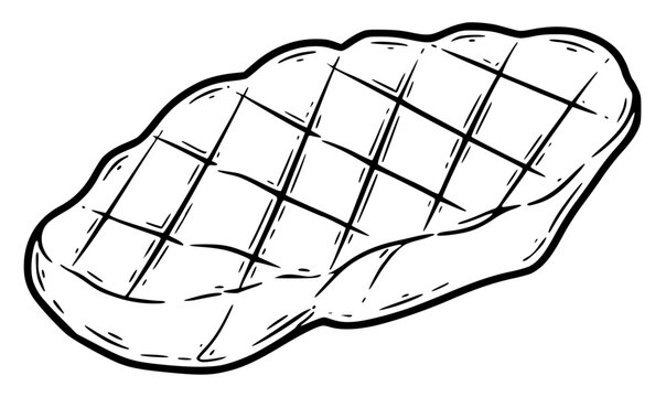 Grilled Steak Hand Drawn Sketch Illustration