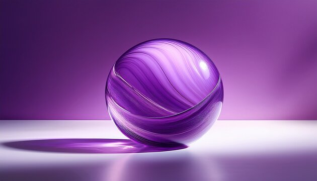 abstract purple glass orb with smooth curves and reflective surfaces showcasing a blend of light and color in a minimalist design