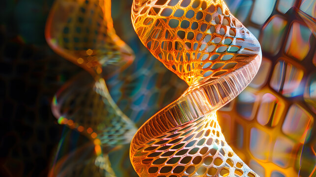 Glowing DNA double helix with futuristic genetic science biotechnology and medical research concept
