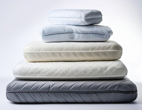 stacked mattresses on a white background representing a peaceful sleep relaxation comfort and a fresh start