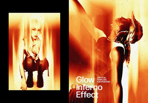 Vertical Glow Inferno Effect For Poster And Print Design
