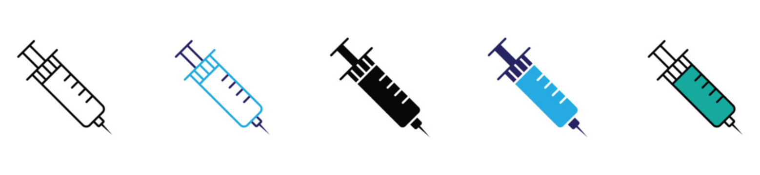 Medical Syringe Icon Set Editable Vector Injection Symbol