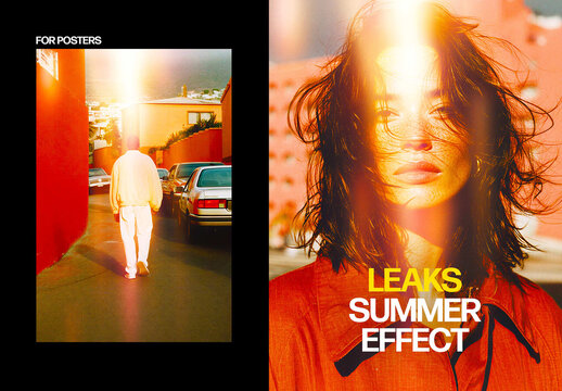 Vertical Summer Leak Photo Effect For Poster And Print Design