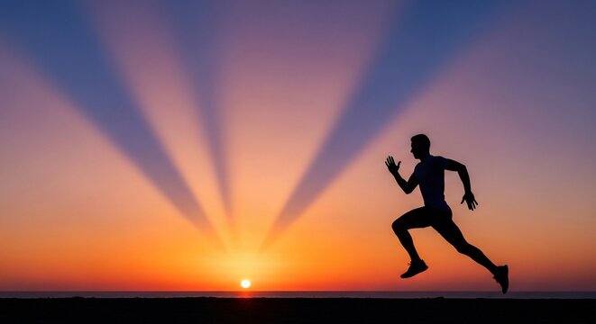 Runner silhouette sunset sky
