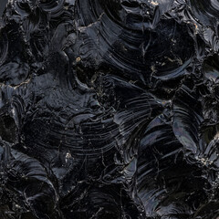 Fototapeta premium Natural Black Obsidian Mineral Stone Surface Texture Close Up Detail, Glossy Volcanic Glass Rock Fracture Pattern Backgrounds, Dark Crystal Structure for Luxury Geology Material
