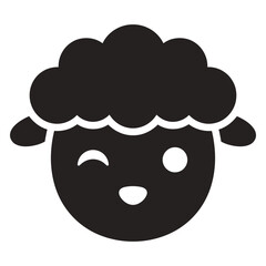 Minimal black sheep face with white facial details icon © AnilChandra
