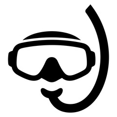 Minimal snorkeling goggles and curved snorkel isolated icon © AnilChandra