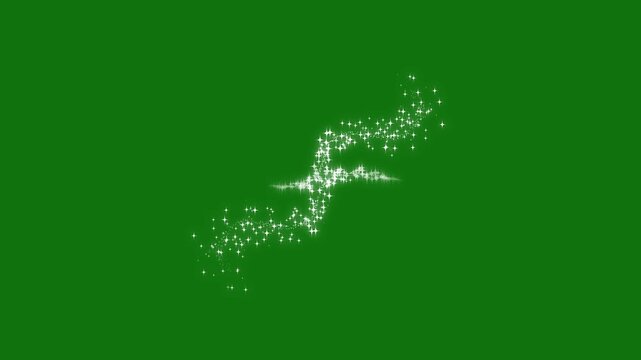 Glittering magic star trail animation, glowing sparkle particles, fairy dust line effect, twinkling doodle stars, seamless transparent overlay, shimmering festive light burst for motion graphics 4k