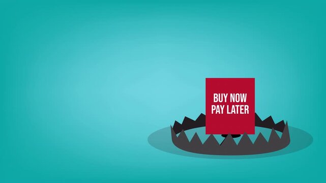 Buy Now Pay Later Debt Trap Animation Showing Consumer Credit Risk and Financial Pressure