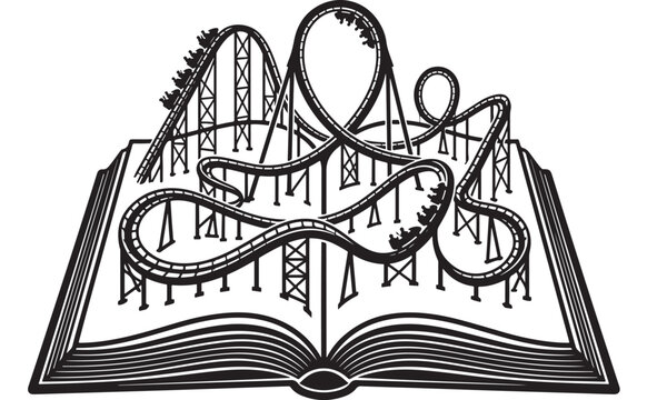 Bridge Road Map Blueprint Open Book with Labyrinth Routes and Archways Icon for Architecture Design Concept