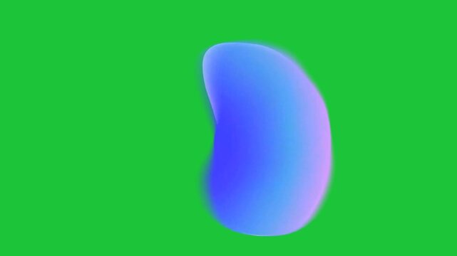 Blue and purple liquid gradient blob morphing shape animation on chroma key green screen background