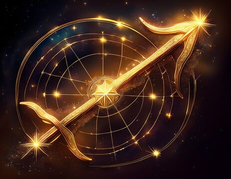 sagittarius zodiac sign constellation in glowing golden light
