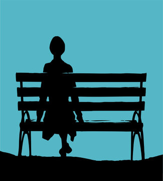 Vector draving of a lone girl