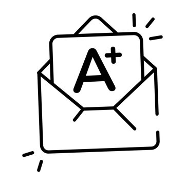 Editable design icon of A+ grade, result email 